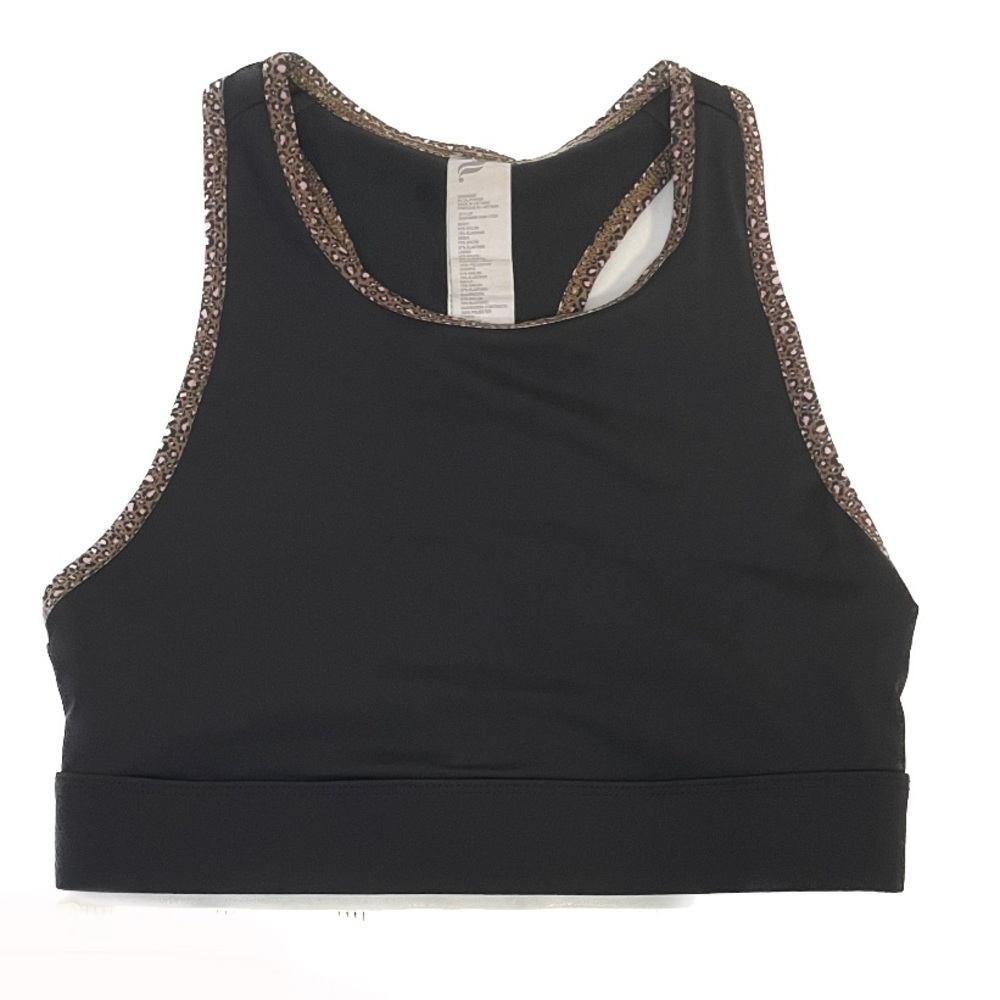 Fabletics Trinity High Impact Sports Bra Black & Cheetah trim - Picture 3 of 10